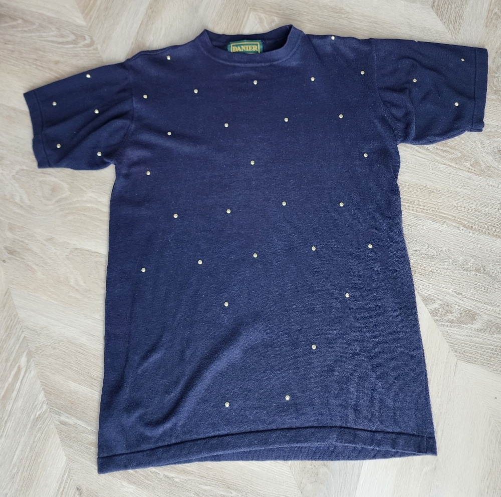 Beautiful vintage Danier oversized t-shirt with metal dots